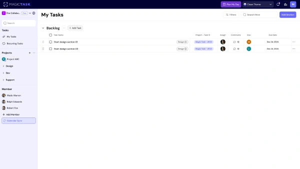 Clean UI of MagicTask